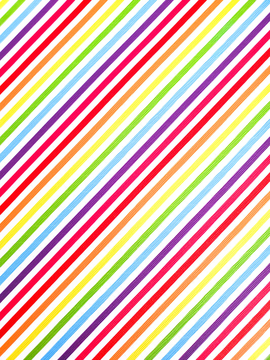 Rainbow Stripe Diagonal 9x12 faux leather sheet