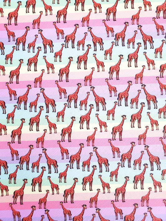 Rainbow Giraffe 9x12 faux leather sheet