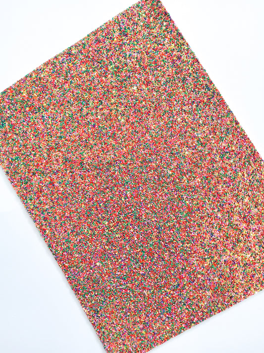 Red Multi Chunky Glitter 9x12 faux leather sheet