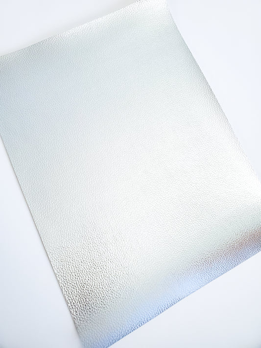 Metallic Silver Pebbled 9x12 faux leather sheet