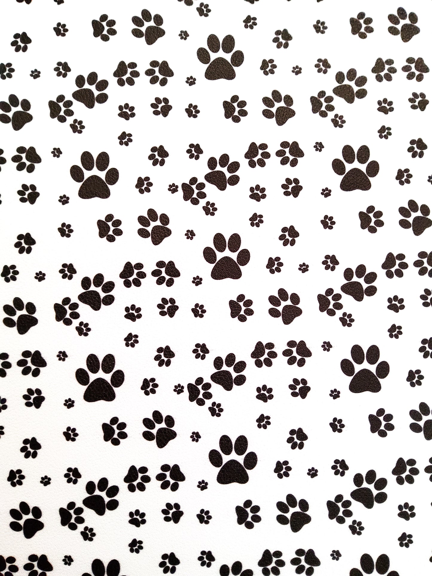Black and White Paw Print 9x12 faux leather sheet