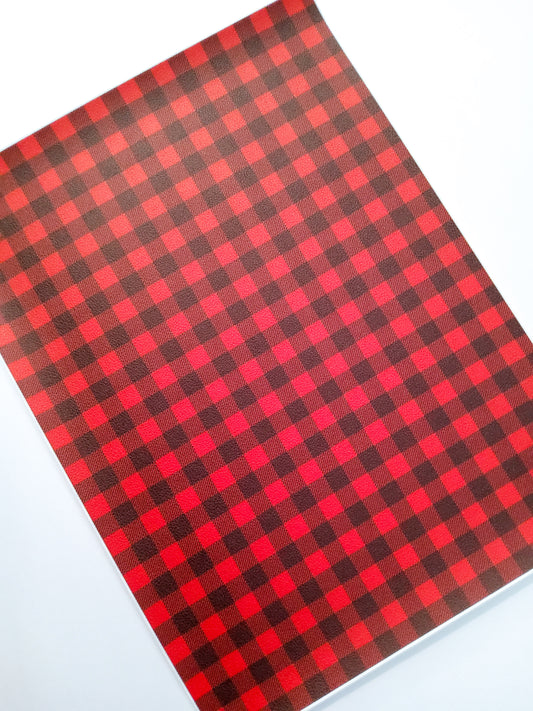 Red Buffalo Plaid 9x12 faux leather sheet