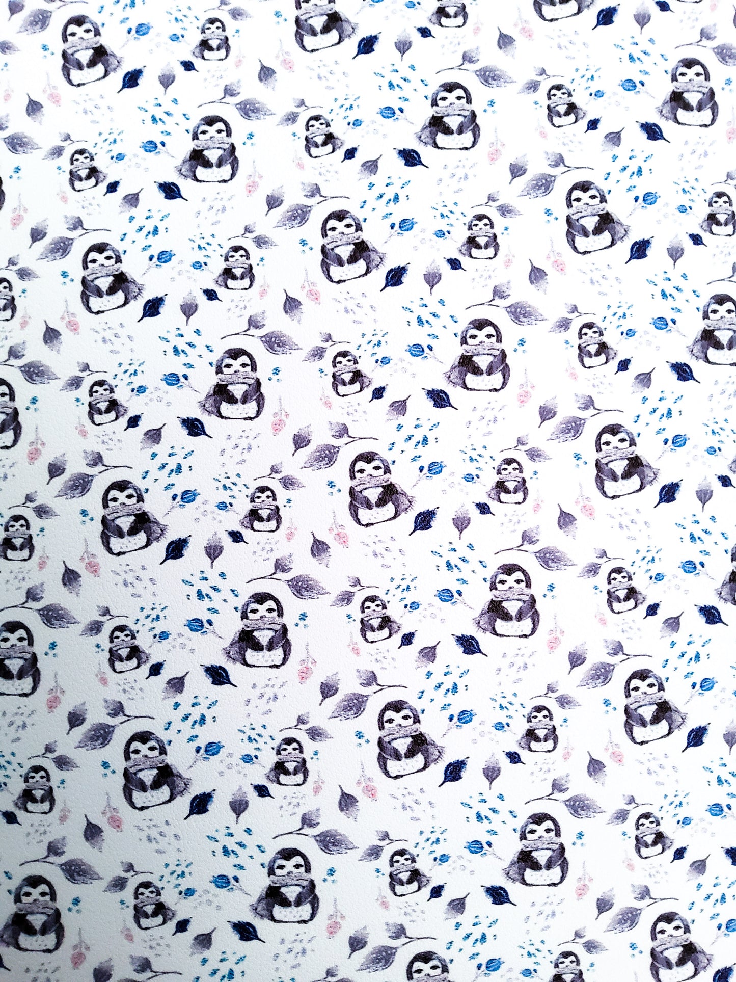 Penguins 9x12 faux leather sheet