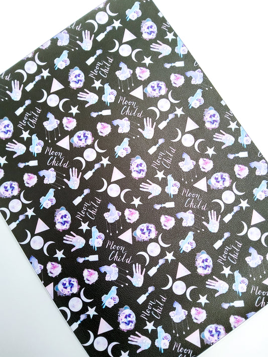 Moon Child Dark 9x12 faux leather sheet