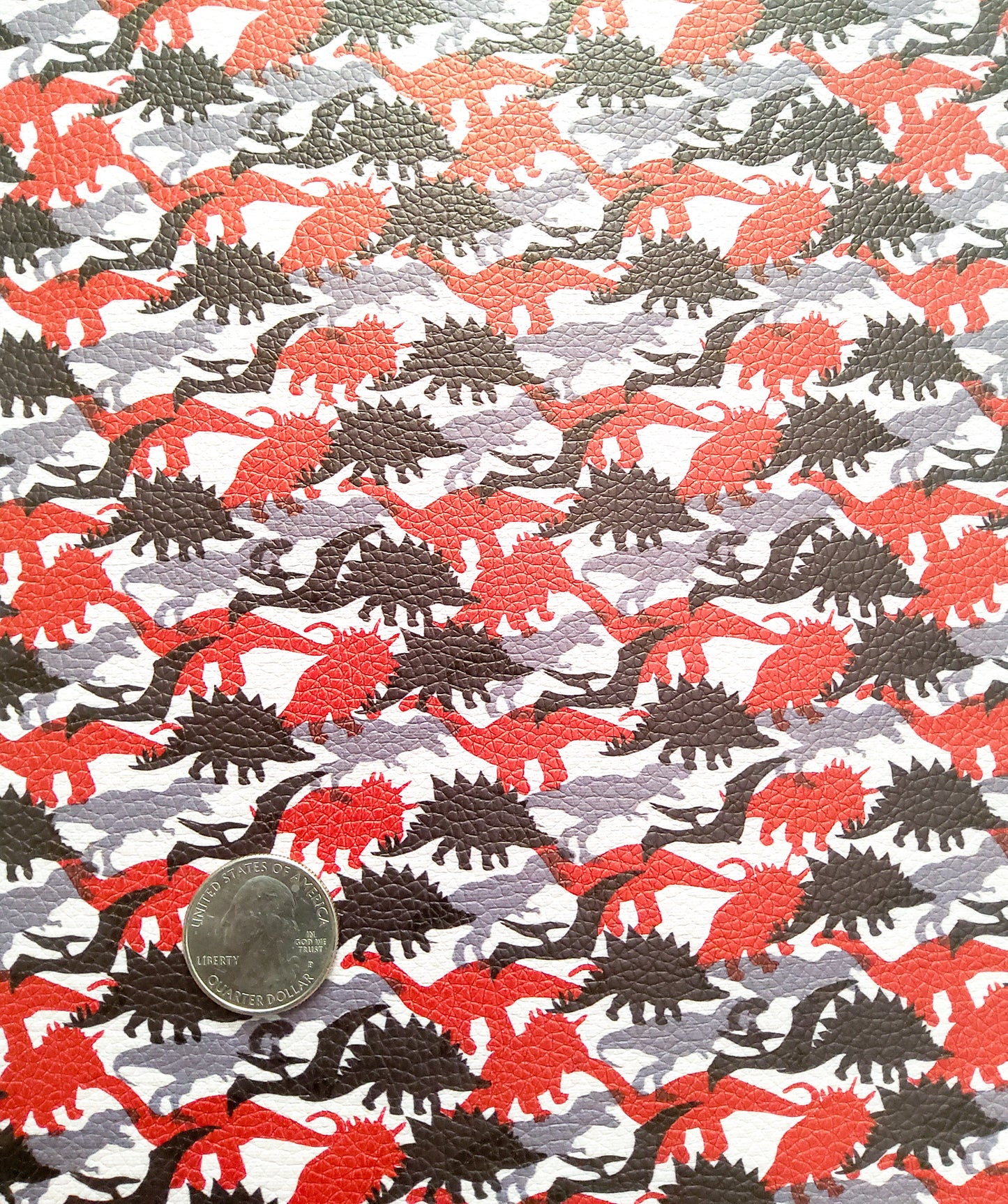 Red and Black Dinos 9x12 faux leather sheet