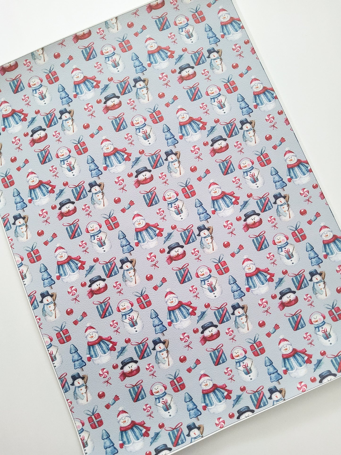 Snowman and Presents 9x12 faux leather sheet