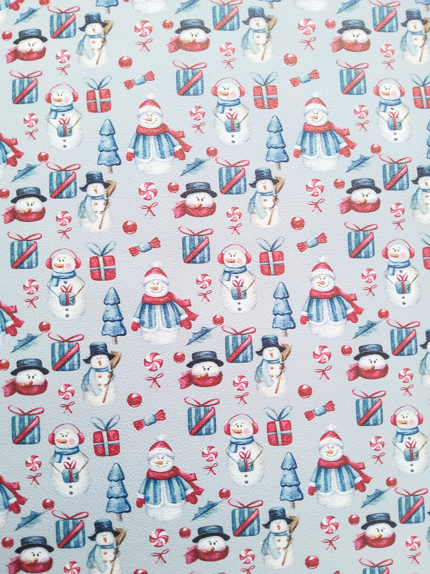 Snowman and Presents 9x12 faux leather sheet