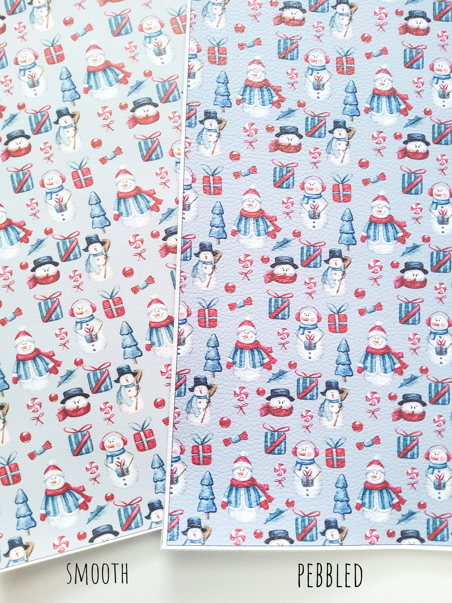 Snowman and Presents 9x12 faux leather sheet