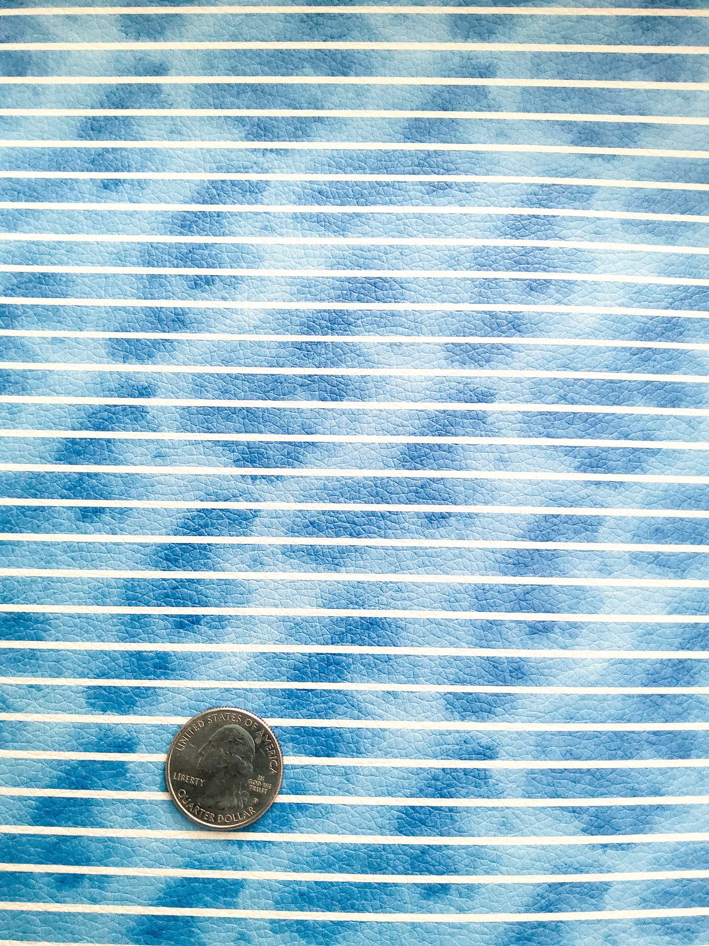 Teal Stripes 9x12 faux leather sheet