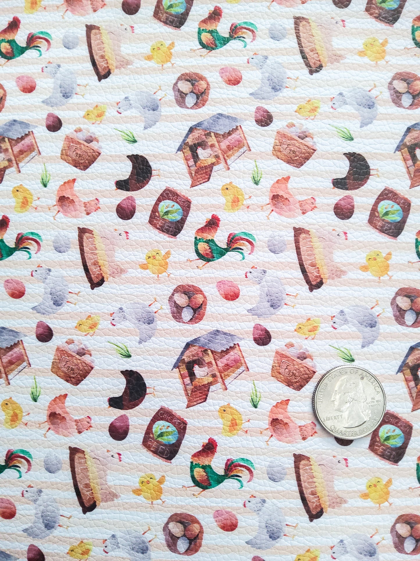 Chickens 9x12 faux leather sheet