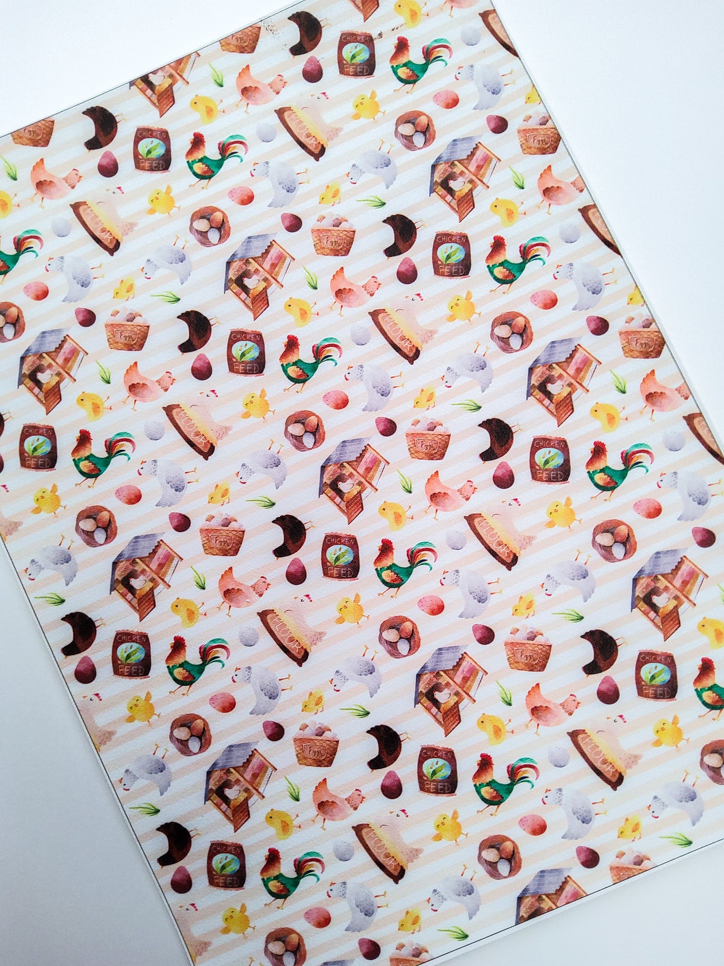 Chickens 9x12 faux leather sheet
