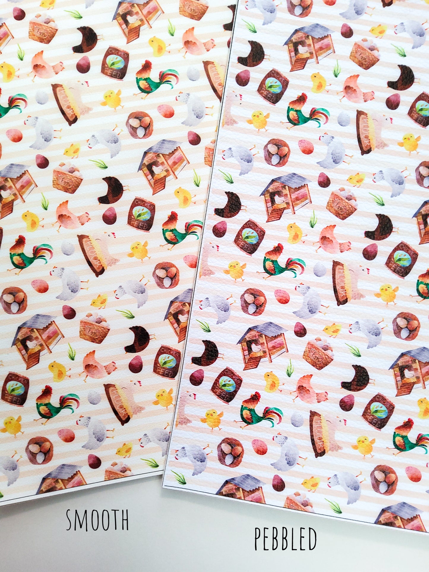 Chickens 9x12 faux leather sheet