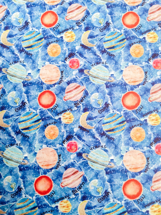Planets 9x12 faux leather sheet