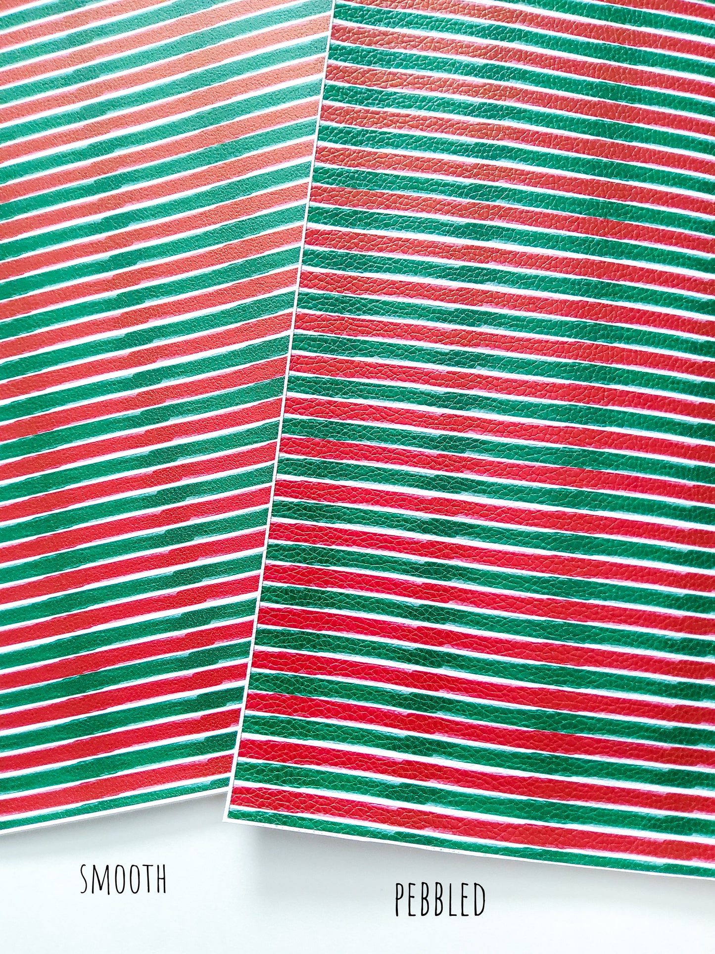 Distressed Red and Green Stripes 9x12 faux leather sheet