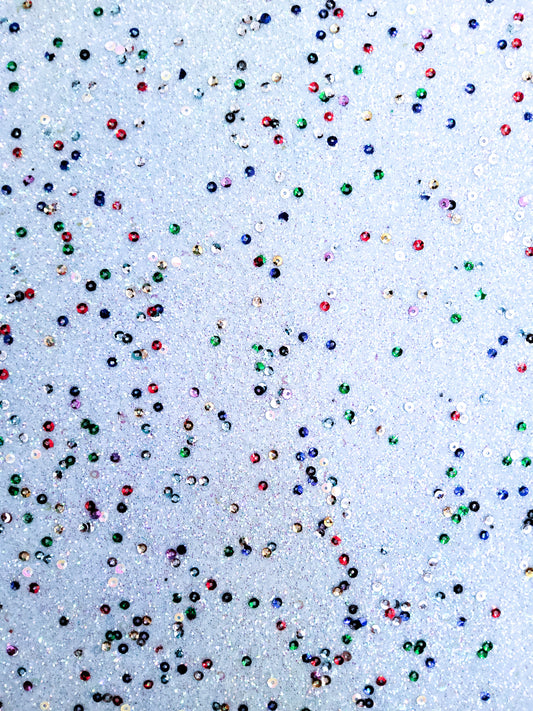 Light Blue Sequin Chunky Glitter 9x12 faux leather sheet