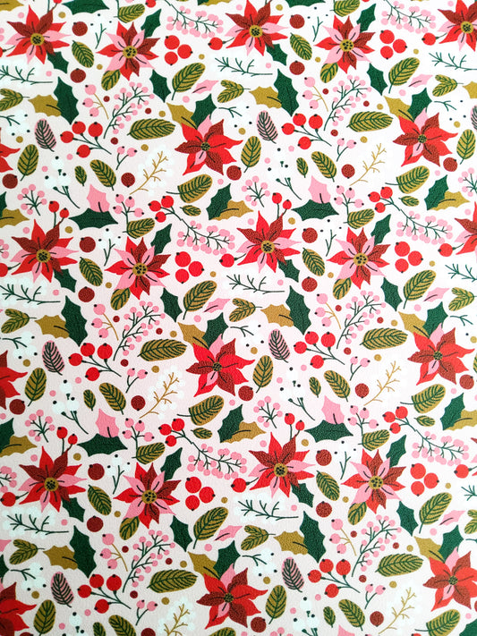Poinsettia 9x12 faux leather sheet