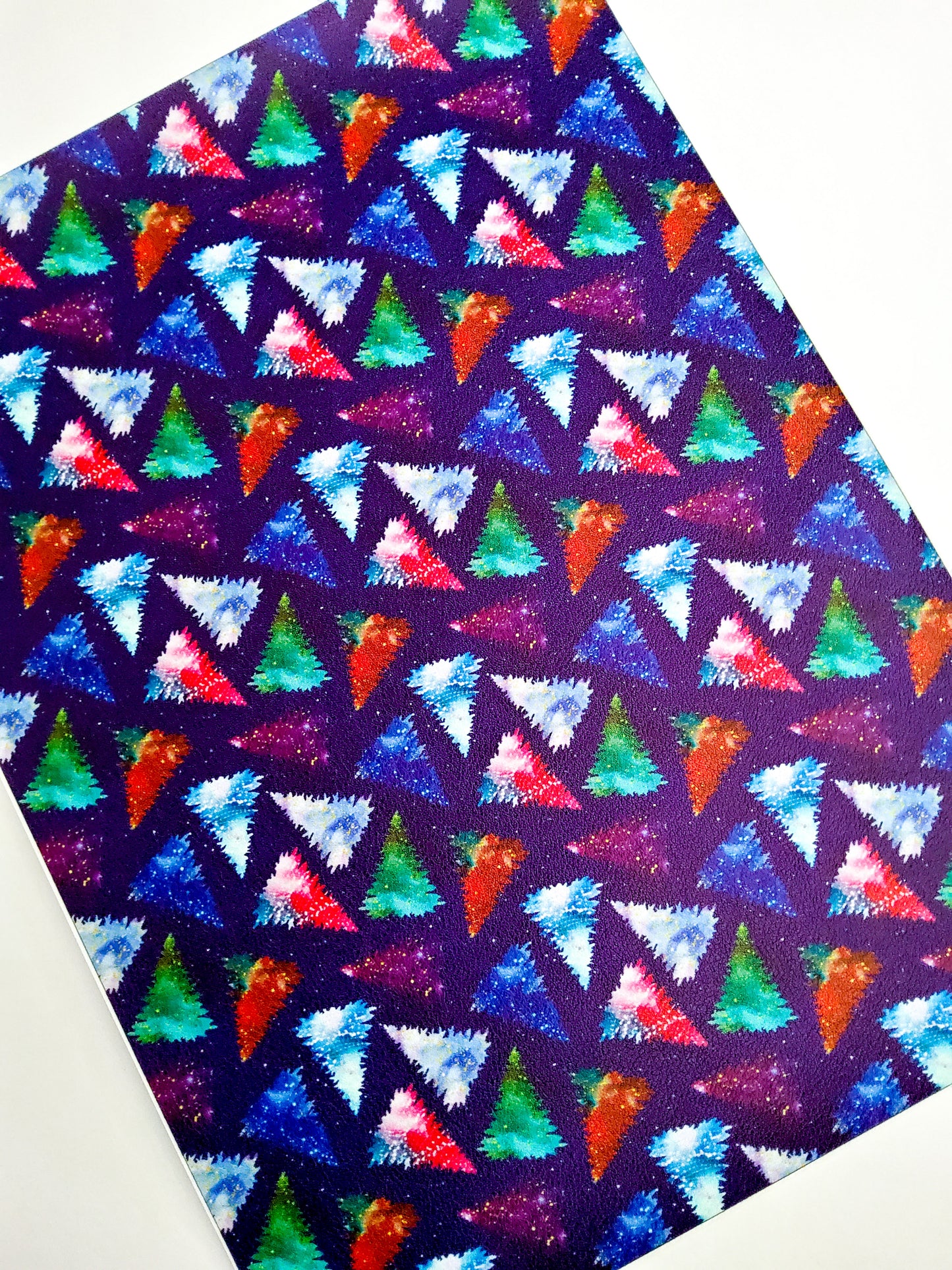 Neon Christmas Trees 9x12 faux leather sheet