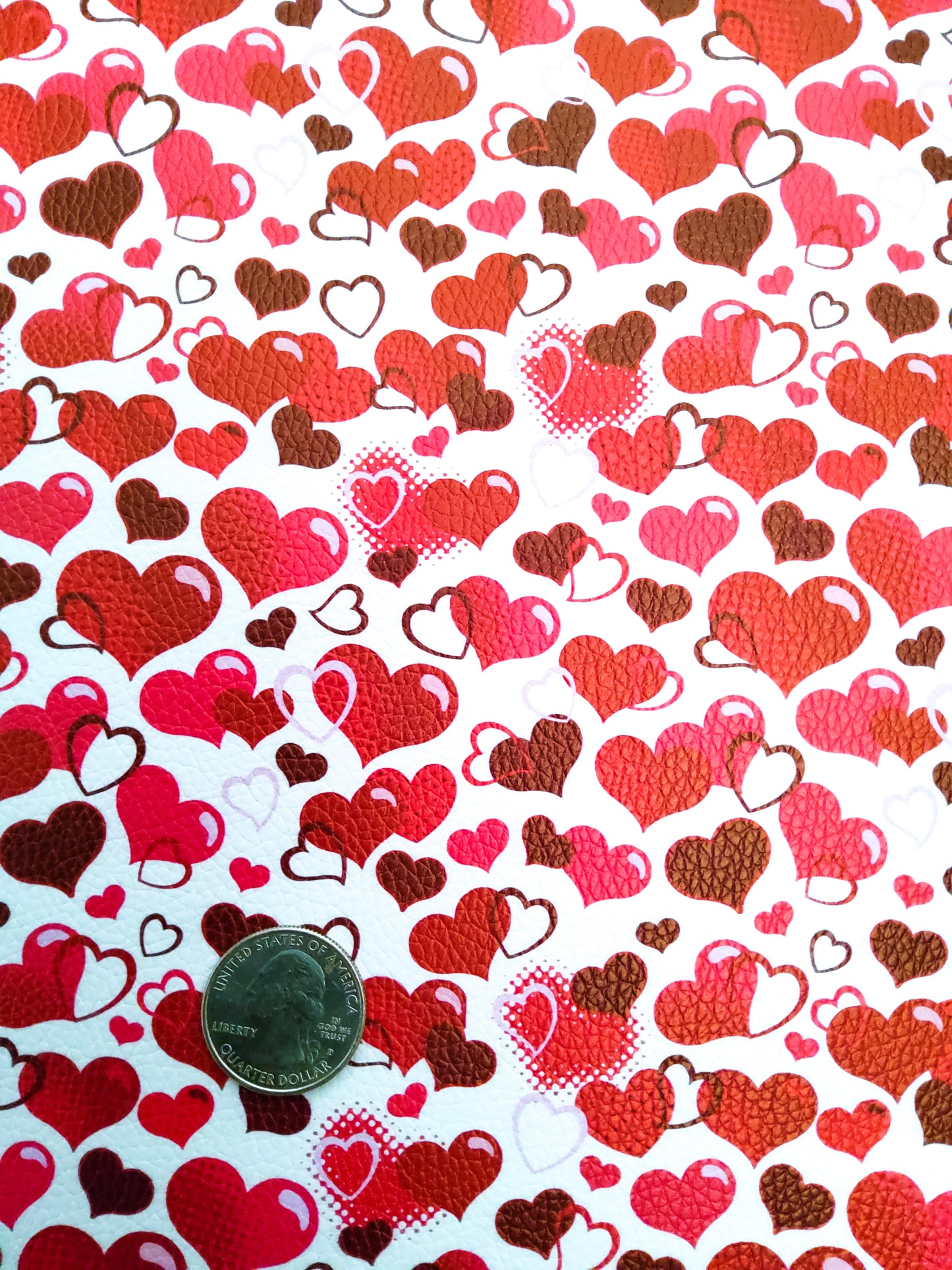 Red Hearts 9x12 faux leather sheet