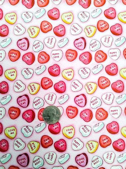 3D Conversation Hearts 9x12 faux leather sheet