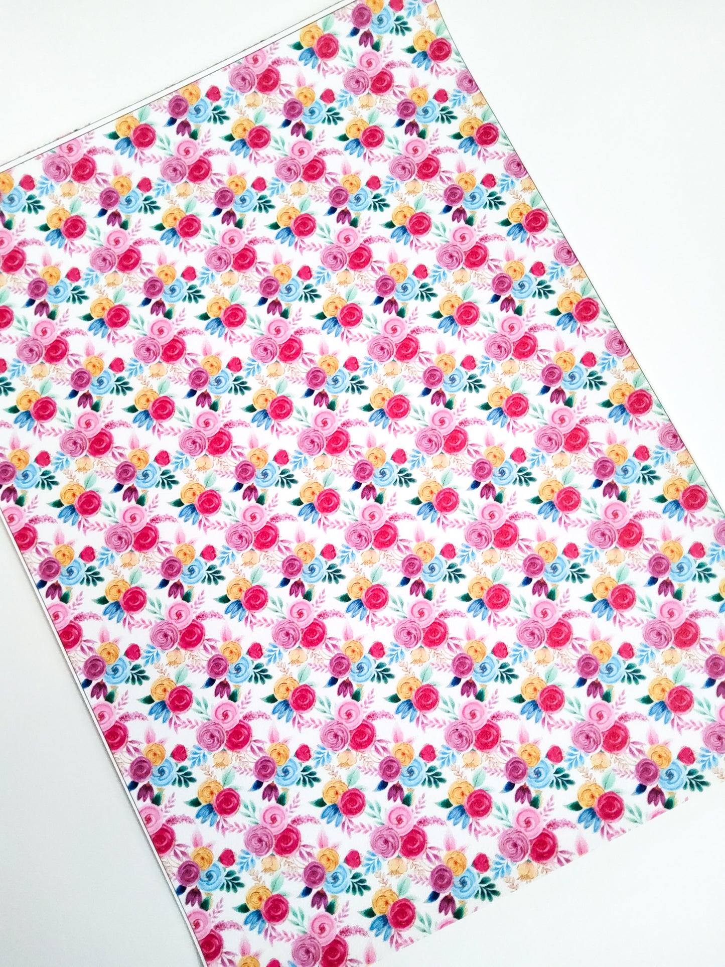 Pink and Yellow Floral 9x12 faux leather sheet