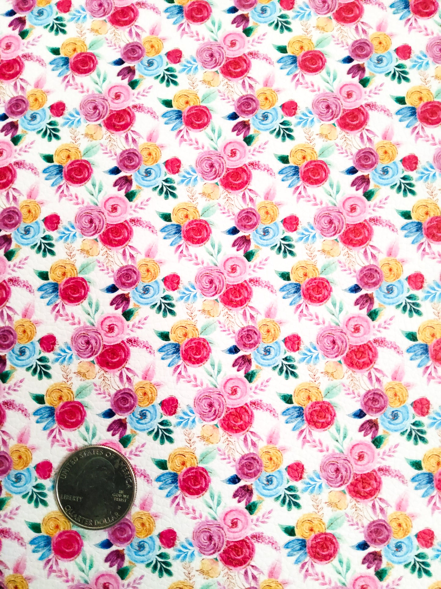 Pink and Yellow Floral 9x12 faux leather sheet