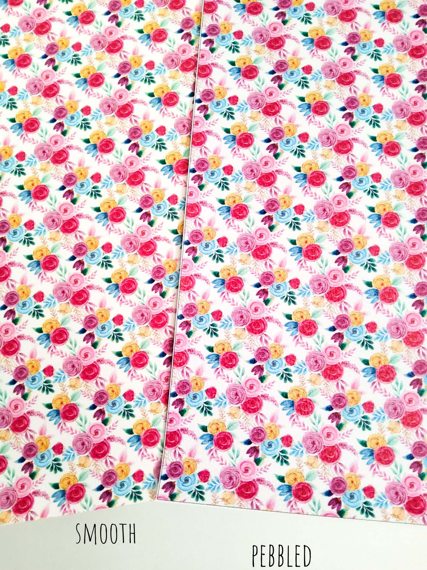 Pink and Yellow Floral 9x12 faux leather sheet