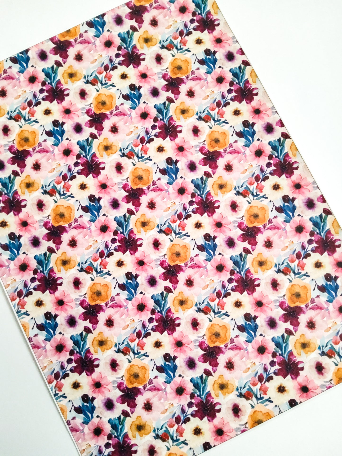 Watercolor Boho Floral 9x12 faux leather sheet