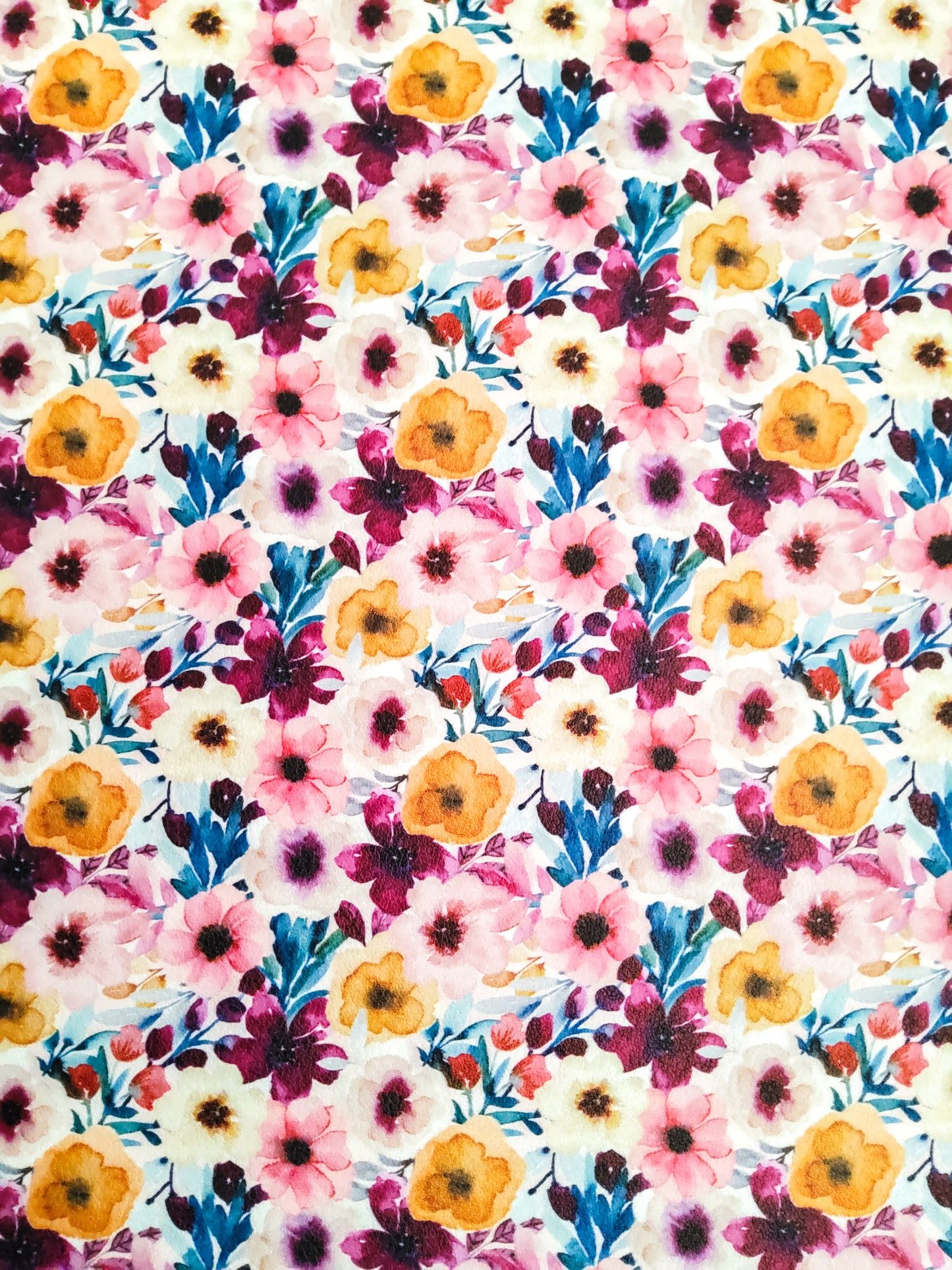 Watercolor Boho Floral 9x12 faux leather sheet