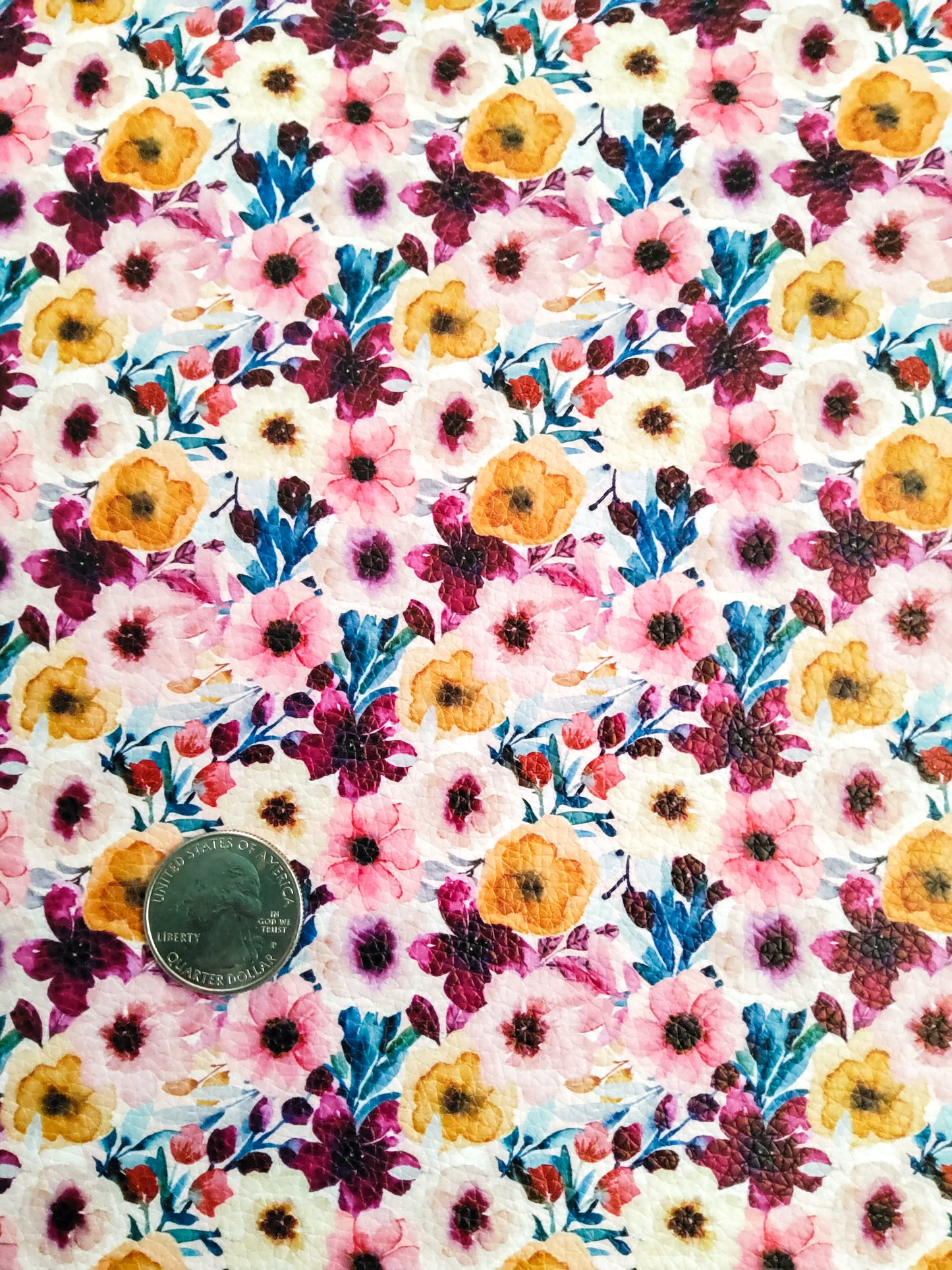 Watercolor Boho Floral 9x12 faux leather sheet