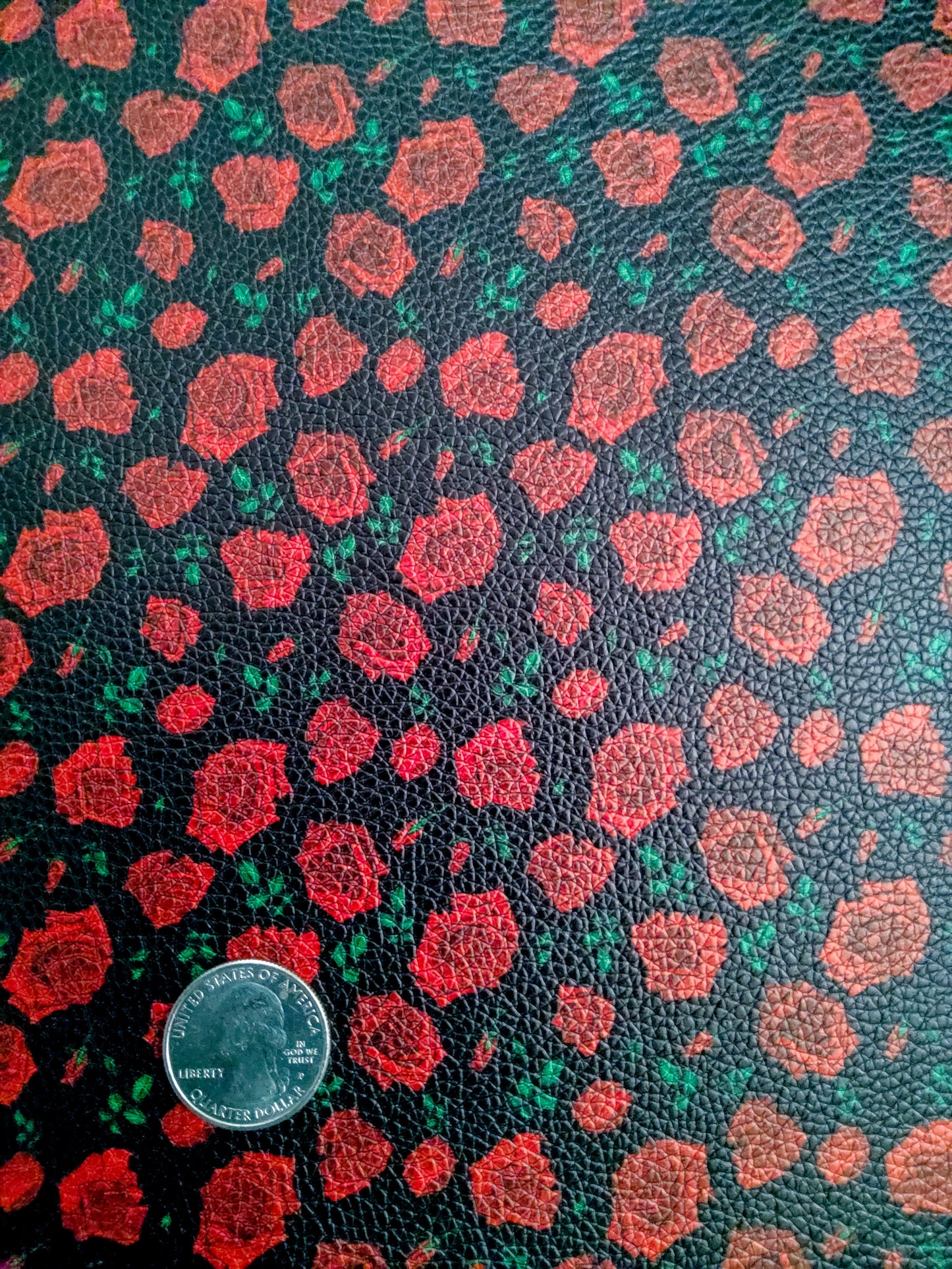 Red Roses 9x12 faux leather sheet