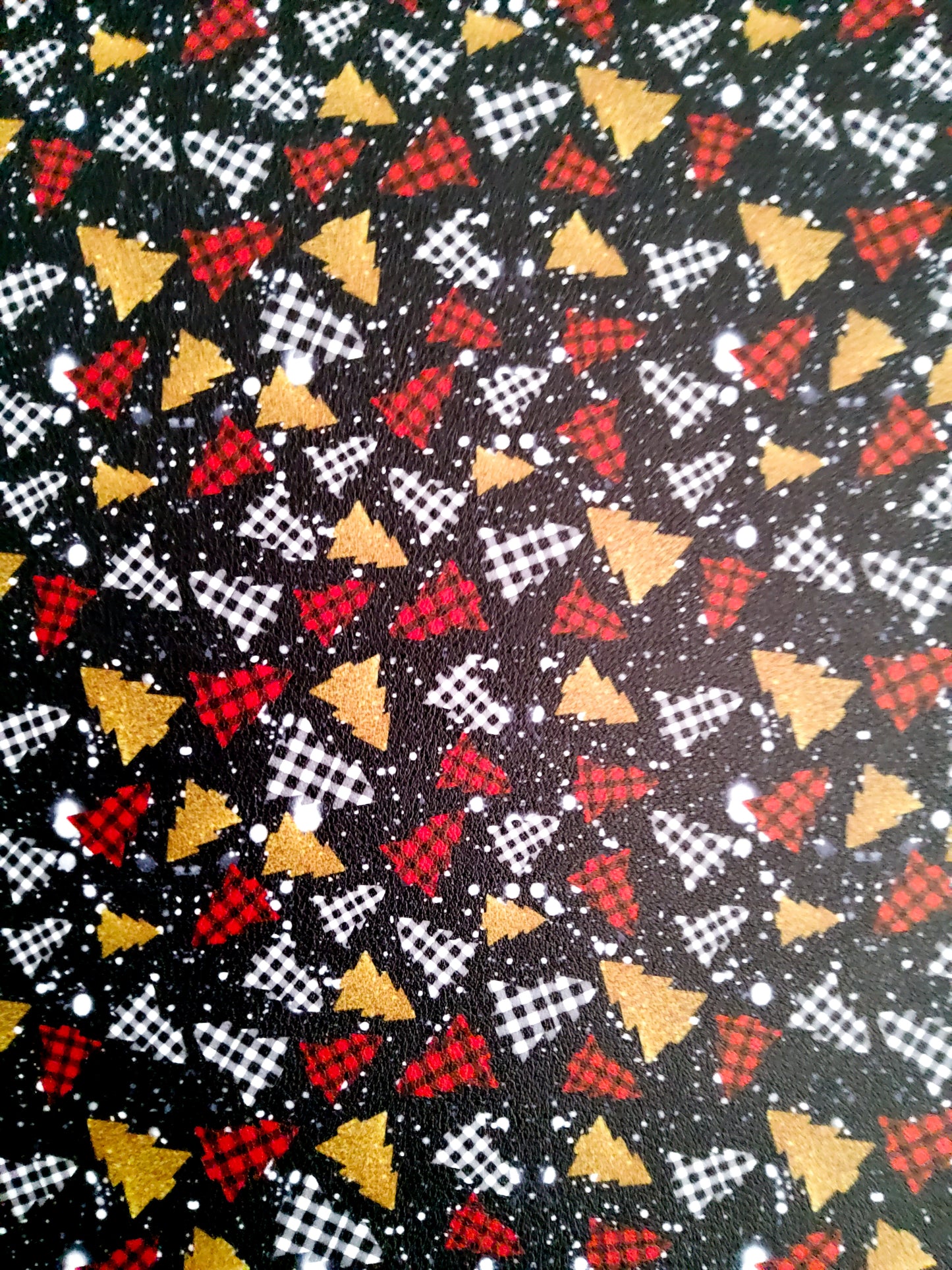 Black Christmas Trees 9x12 faux leather sheet