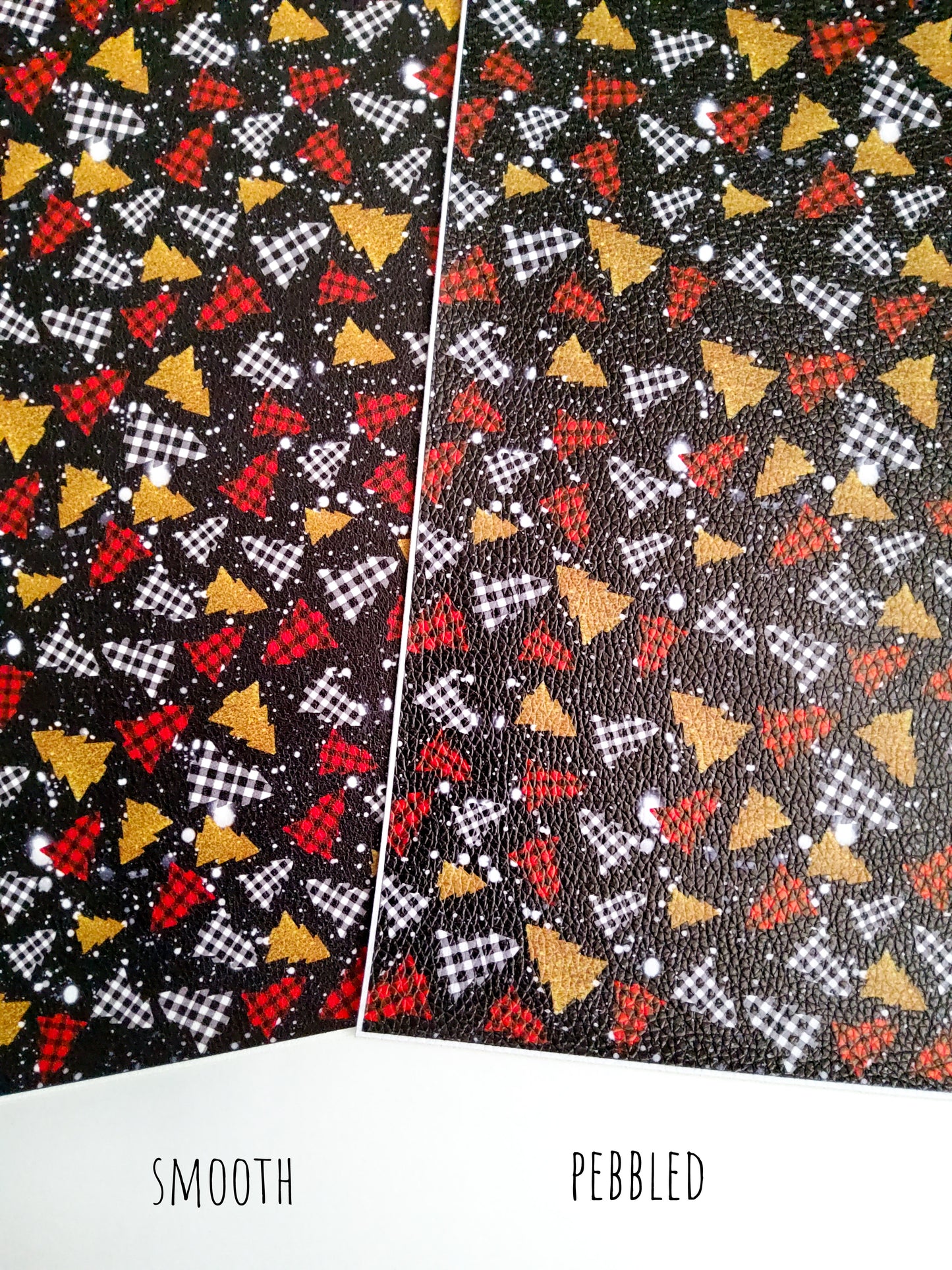 Black Christmas Trees 9x12 faux leather sheet