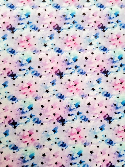 Watercolor Stars 9x12 faux leather sheet