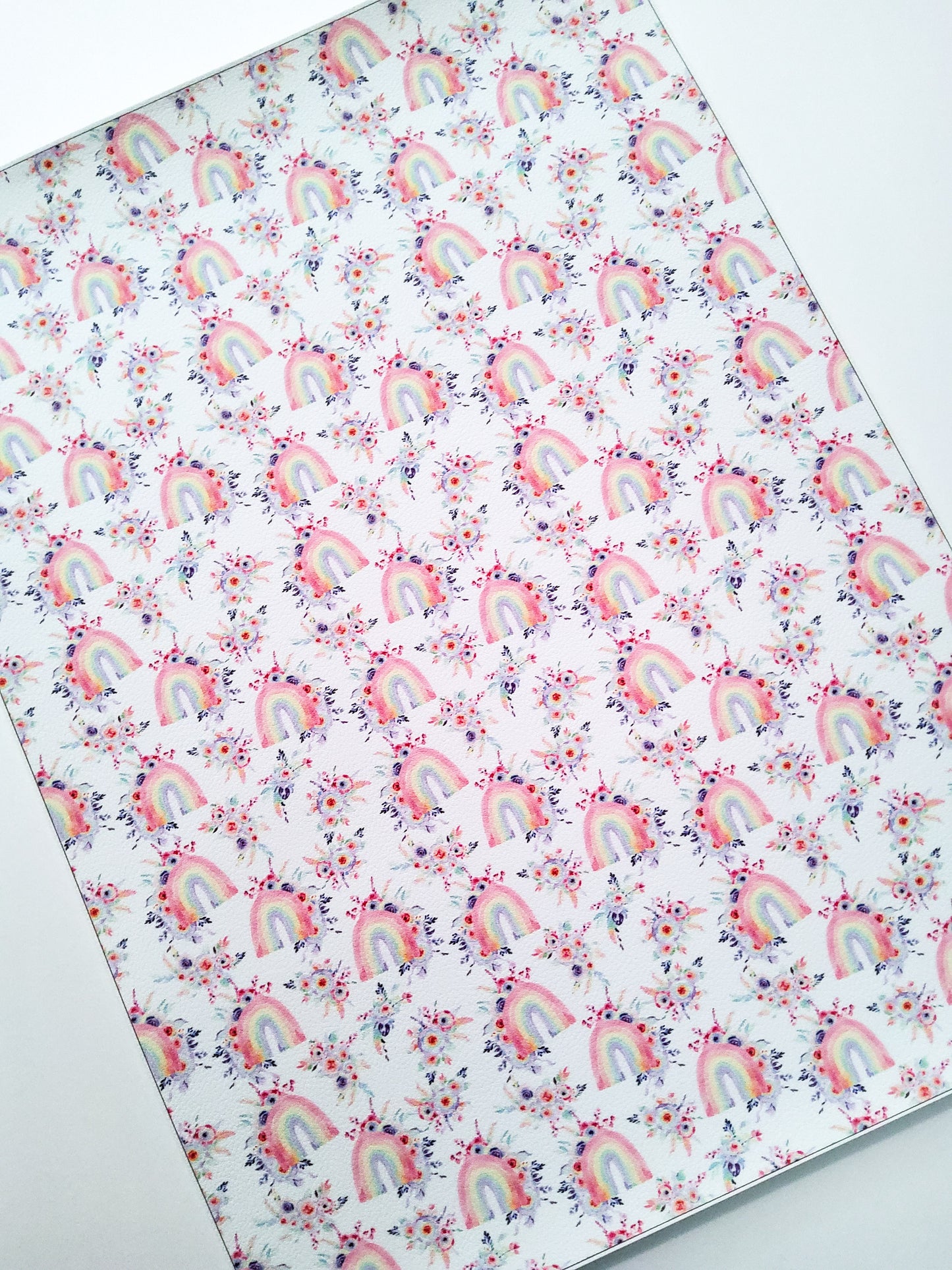 Floral Rainbows 9x12 faux leather sheet