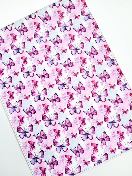 Purple Butterfly 9x12 faux leather sheet