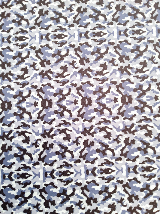 Gray Camo 9x12 faux leather sheet