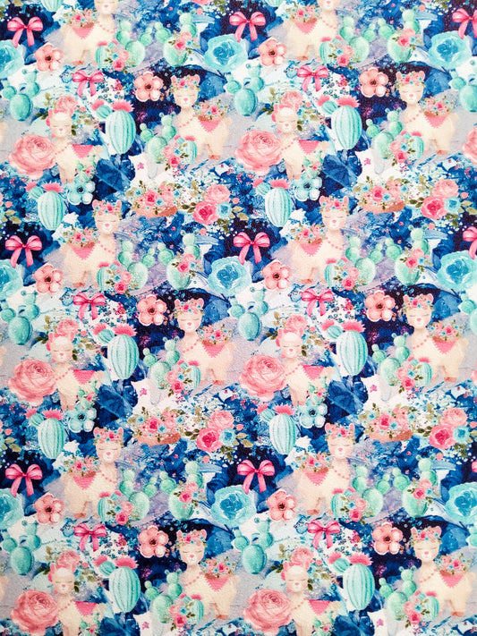 Llama Succulent 9x12 faux leather sheet