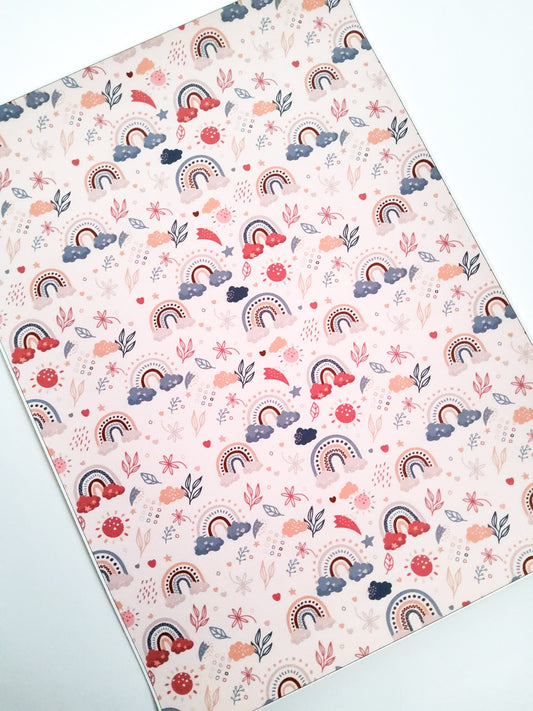 Muted Rainbows 9x12 faux leather sheet