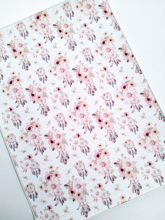 Floral Dreamcatcher 9x12 faux leather sheet