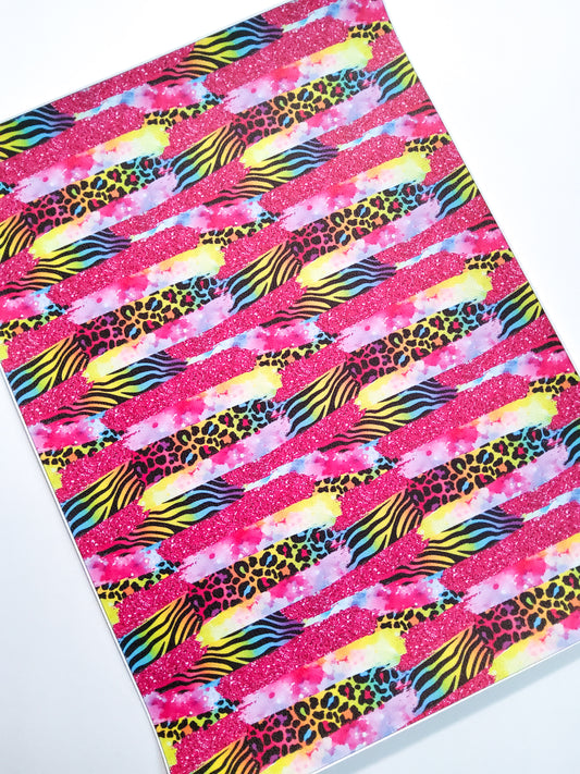 Colorful Animal Print Brushstrokes 9x12 faux leather sheet