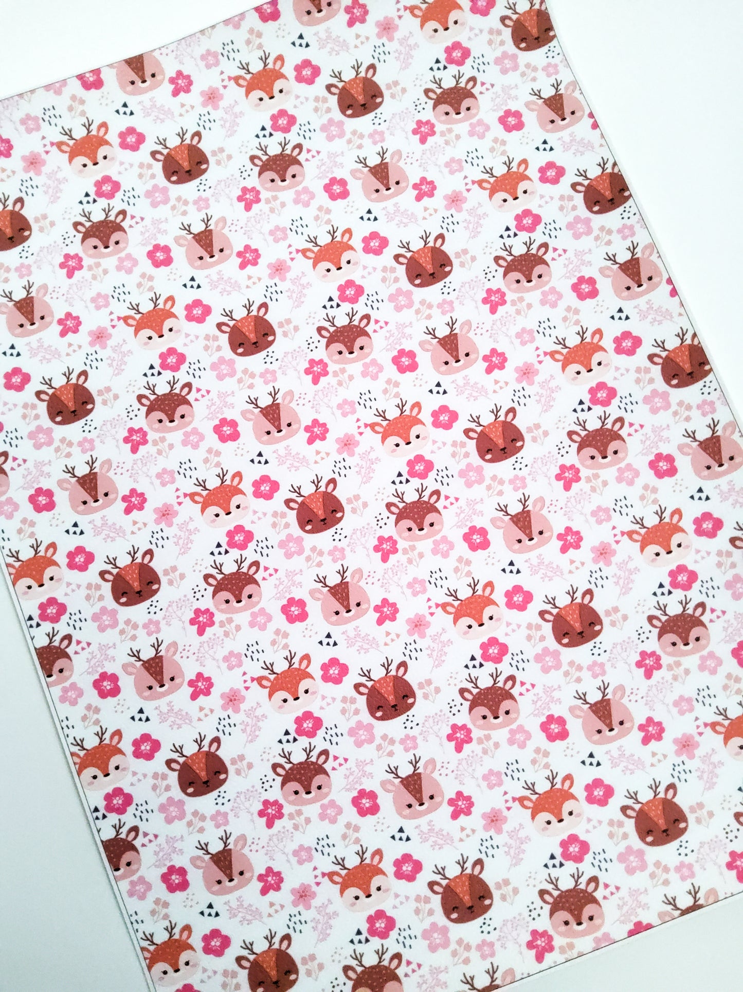 Pink Woodland Animals 9x12 faux leather sheet