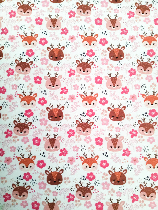 Pink Woodland Animals 9x12 faux leather sheet