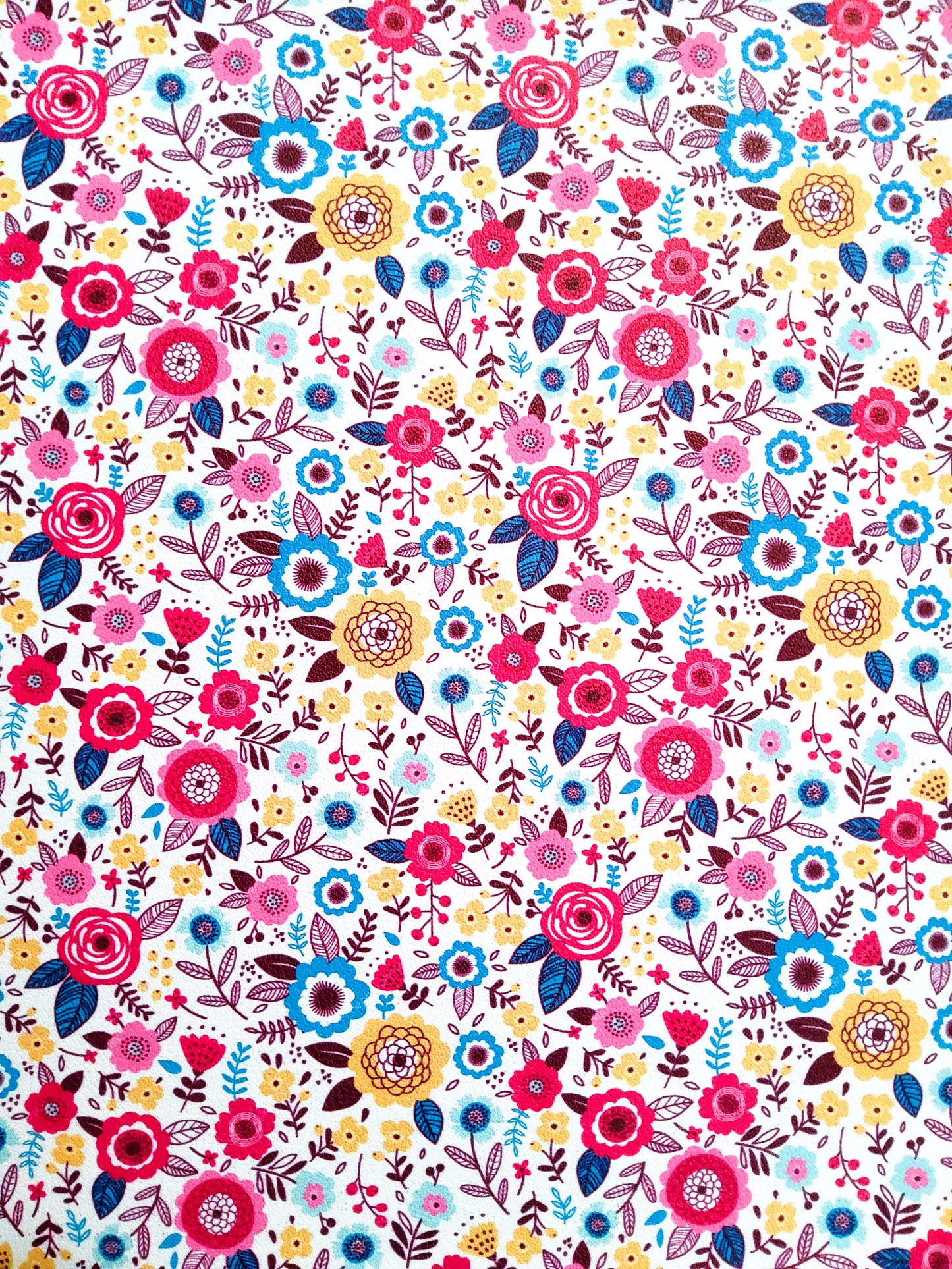 Small Colorful Floral 9x12 faux leather sheet