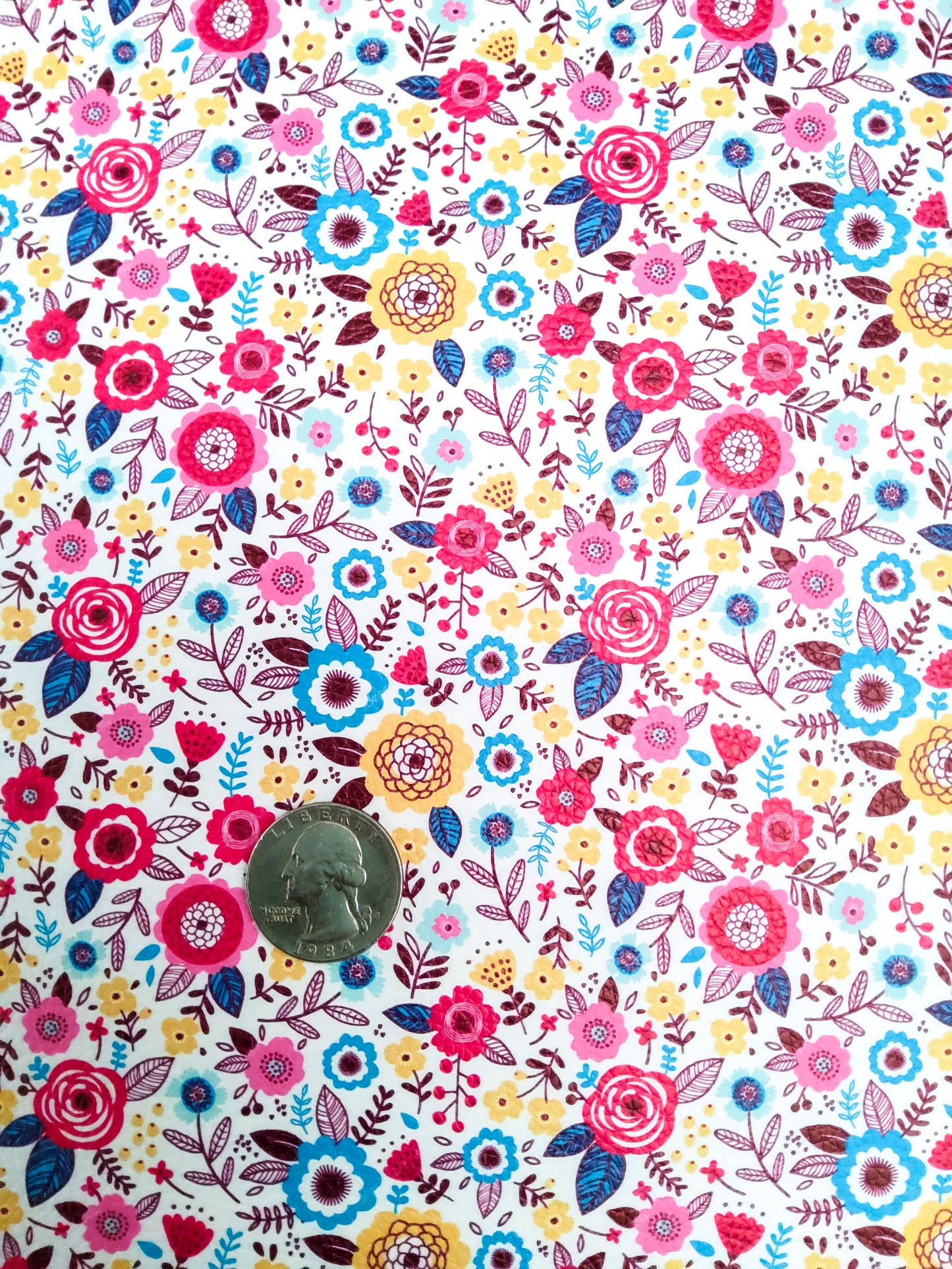 Small Colorful Floral 9x12 faux leather sheet