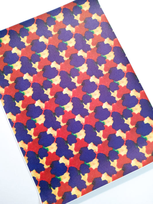 Red Blue Ink Blots 9x12 faux leather sheet