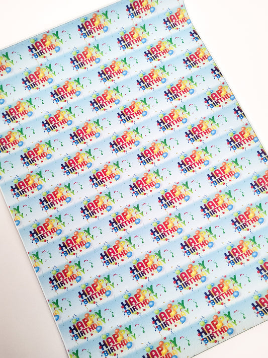 Happy Birthday 9x12 faux leather sheet