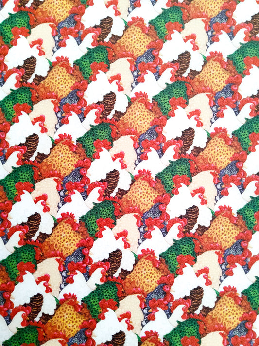 Chicken Collage 9x12 faux leather sheet