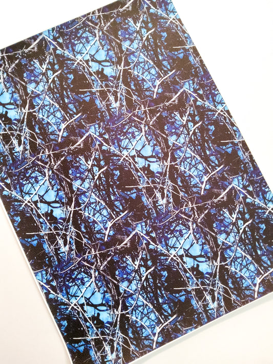 Blue Real Camo 9x12 faux leather sheet