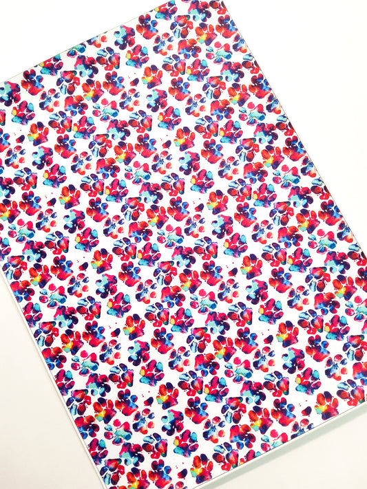 Tie Dye Paw Prints 9x12 faux leather sheet