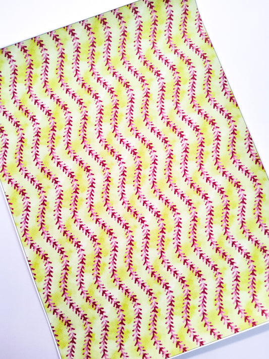 Softball Stitches 9x12 faux leather sheet